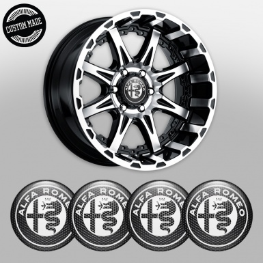 Alfa Romeo Silicone Wheel Emblems Dark Mesh White Logo