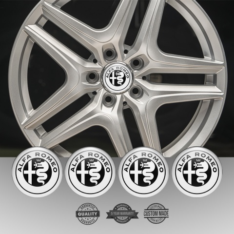 Alfa Romeo Wheel Center Caps Stickers Grey Black Logo
