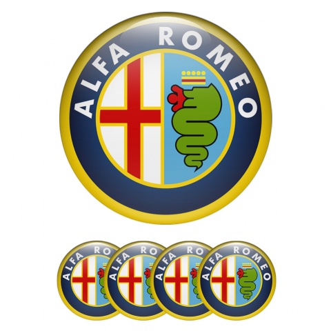 Alfa Romeo Wheel Emblems Navy Yellow Green Logo
