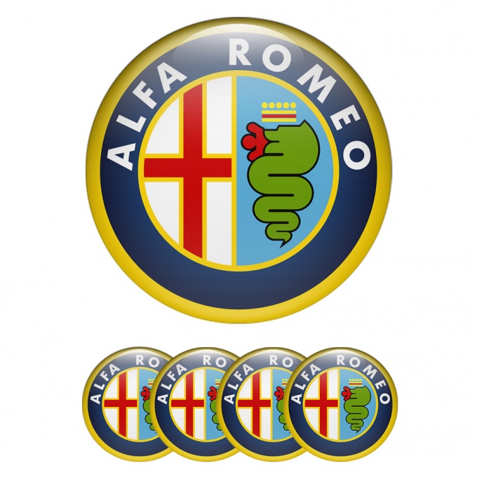 Alfa Romeo Wheel Emblems Navy Yellow Green Logo