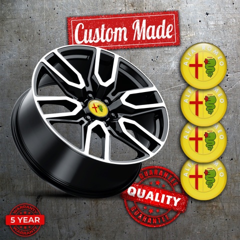 Alfa Romeo Wheel Emblems Bright Yellow Red Green Logo
