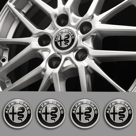Alfa Romeo Silicone Stickers Black Silver Ring Classic Logo