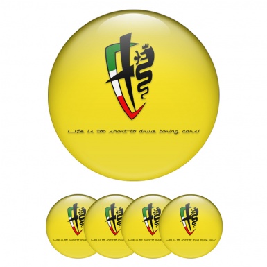 Alfa Romeo Wheel Emblems Yellow Black Italian Flag Edition