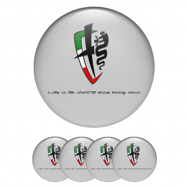 Alfa Romeo Wheel Emblems Grey Black Italian Flag Edition