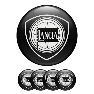 Lancia Wheel Center Cap Domed Stickers Black Edition