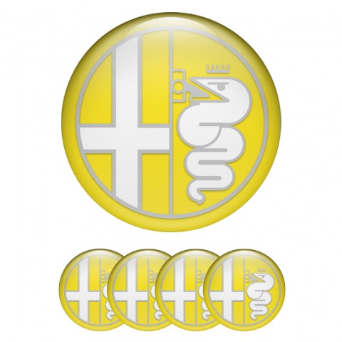 Alfa Romeo Silicone Wheel Stickers Yellow Grey White Edition
