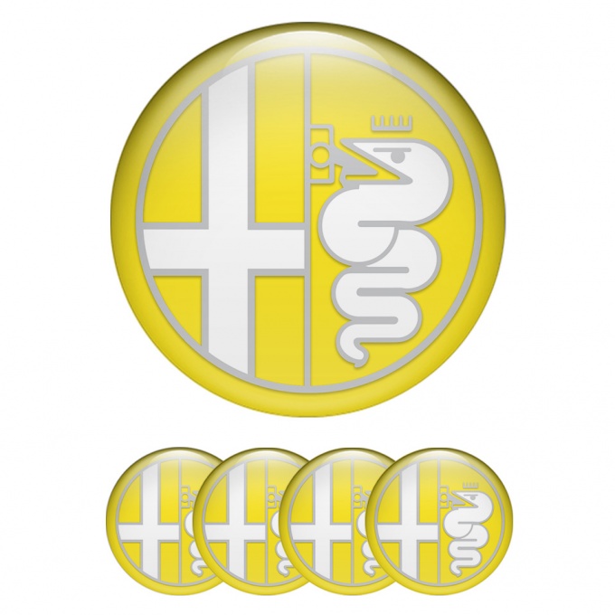 Alfa Romeo Silicone Wheel Stickers Yellow Grey White Edition