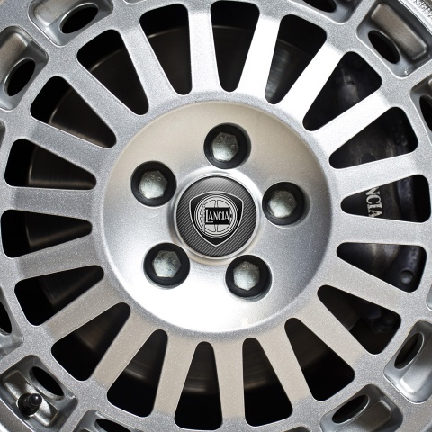 Lancia  Domed Stickers Wheel Center Cap Carbon Style