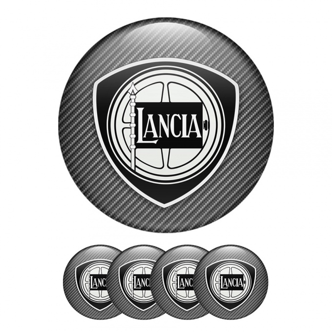 Lancia  Domed Stickers Wheel Center Cap Carbon Style