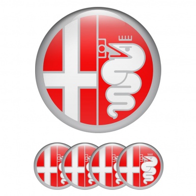 Alfa Romeo Center Caps Stickers Grey Red Logo Design