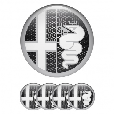 Alfa Romeo Wheel Emblems Dark Mesh Grey Domed Sticker