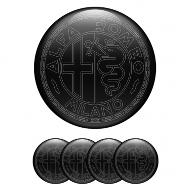 Alfa Romeo Wheel Emblems Black White Outline Edition