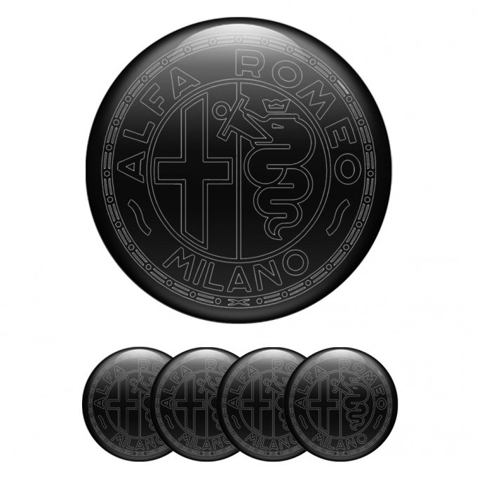 Alfa Romeo Wheel Emblems Black White Outline Edition