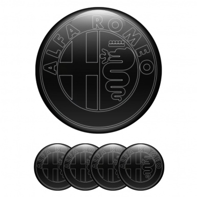 Alfa Romeo Wheel Emblems Black White Outline Logo Edition
