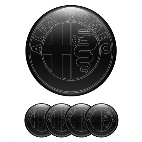Alfa Romeo Wheel Emblems Black White Outline Logo Edition