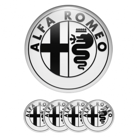 Alfa Romeo Wheel Domed Stickers Grey Black Classic Logo