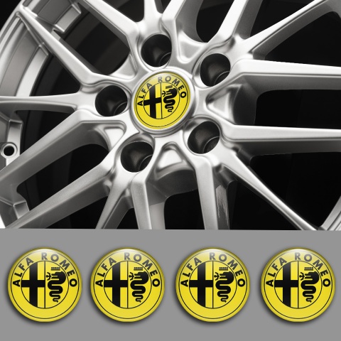 Alfa Romeo Wheel Emblems Yellow Black Ring Edition