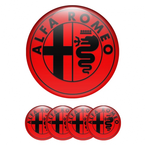 Alfa Romeo Wheel Emblems Red Black Ring Edition