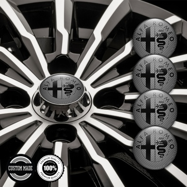 Alfa Romeo Center Caps Stickers Carbon Black Classic Logo