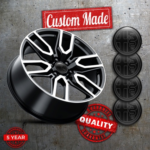 Alfa Romeo Wheel Emblems Black White Outline Clean Logo