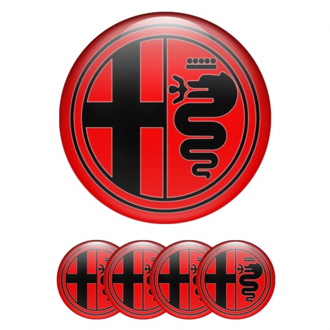 Alfa Romeo Wheel Emblems Red Black Clean Solid Logo