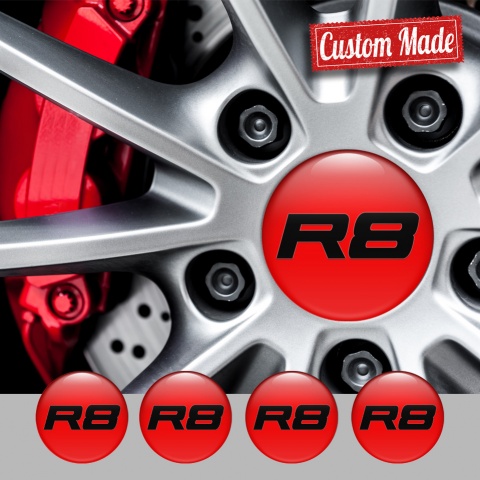 Audi R8 Wheel Silicone Stickers Red Black Clean Logo