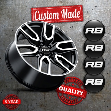 Audi R8 Wheel Emblems Black White Clean Logo