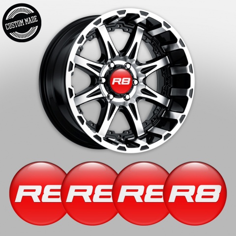 Audi R8 Wheel Emblems Red White Clean Logo Design