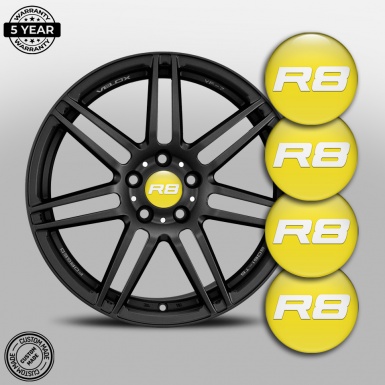 Audi R8 Silicone Caps Stickers Yellow White Classic Logo