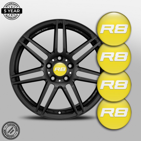 Audi R8 Silicone Caps Stickers Yellow White Classic Logo
