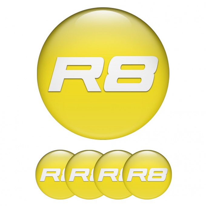 Audi R8 Silicone Caps Stickers Yellow White Classic Logo