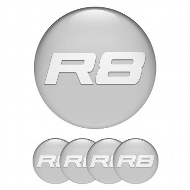 Audi R8 Wheel Emblems Dark Grey White Logo Edition