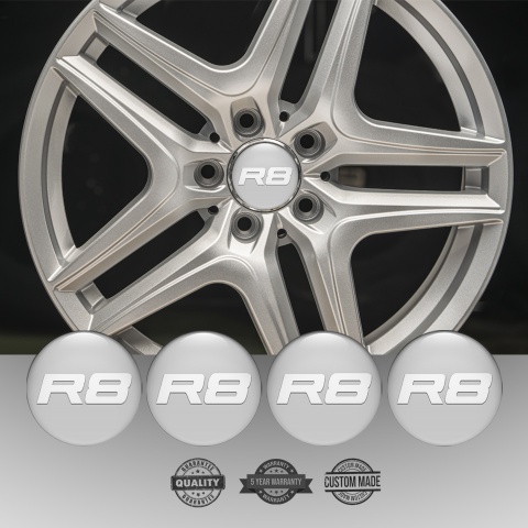 Audi R8 Wheel Emblems Dark Grey White Logo Edition