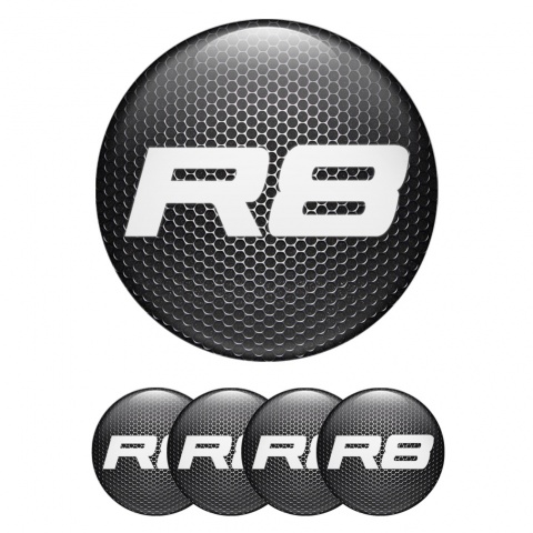 Audi R8 Wheel Emblems Dark Mesh Grey Clean Logo