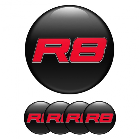Audi R8 Wheel Center Cap Stickers Black Red Edition