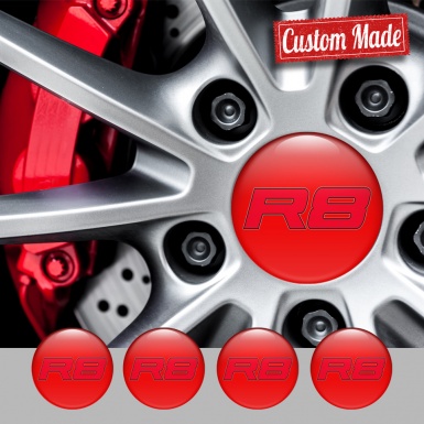 Audi R8 Wheel Emblems Red Black Outline Edition