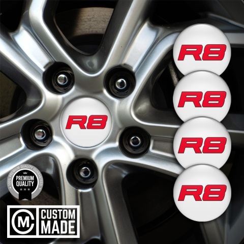 Audi R8 Wheel Emblems Grey Red Solid Logo Design