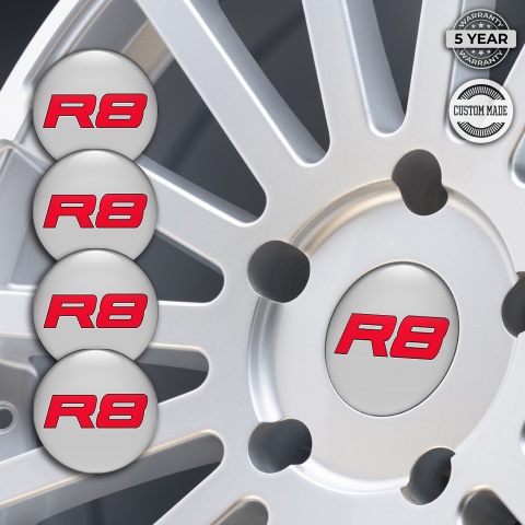 Audi R8 Silicone Stickers Dark Grey Red Solid Logo Design