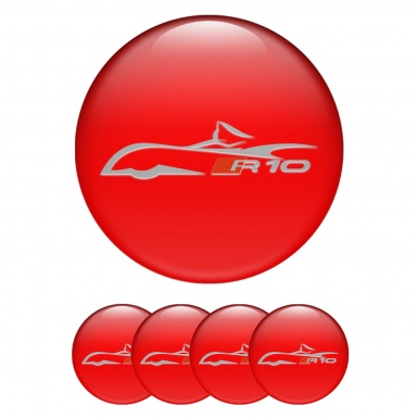 Audi R10 Wheel Emblems Red Grey Car Silhouette Edition