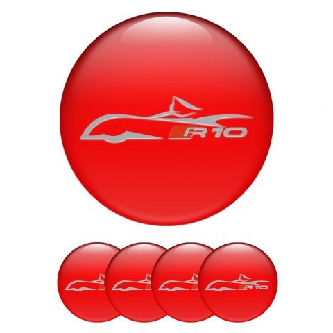Audi R10 Wheel Emblems Red Grey Car Silhouette Edition