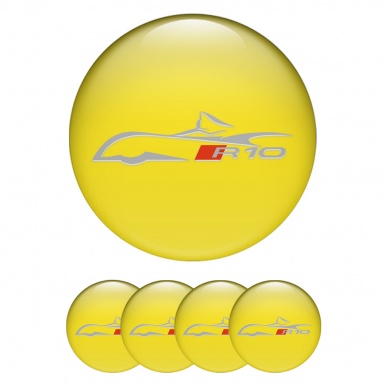 Audi R10 Wheel Emblems Yellow Grey Car Silhouette Logo