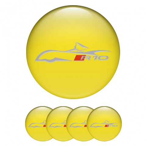 Audi R10 Wheel Emblems Yellow Grey Car Silhouette Logo