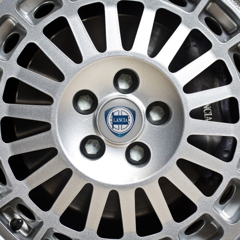 Lancia  Wheel Center Cap Domed Stickers Blue and Gray
