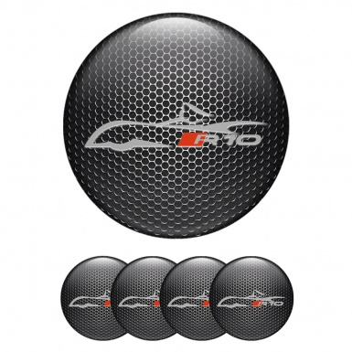 Audi R10 Center Wheel Caps Dark Mesh Grey Car Silhouette