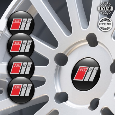 Audi S3 Wheel Emblems Black Grey Red Logo Design