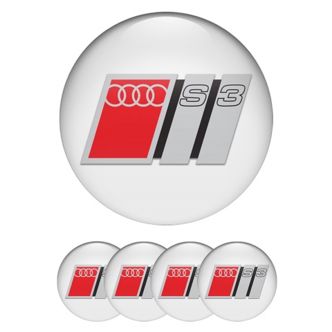 Audi S3 Wheel Emblems Light Grey Red Logo Design