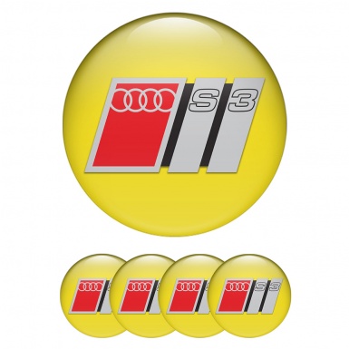 Audi S3 Wheel Emblems Yellow Grey Black Logo Design