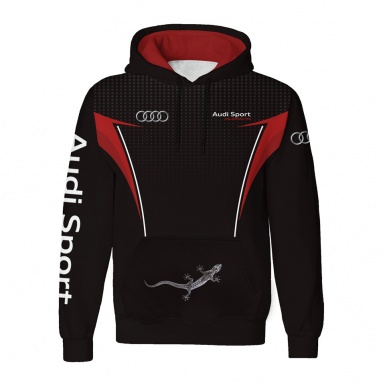 Audi Sport Quattro Sweatshirt Black Red Grey Lizard Logo