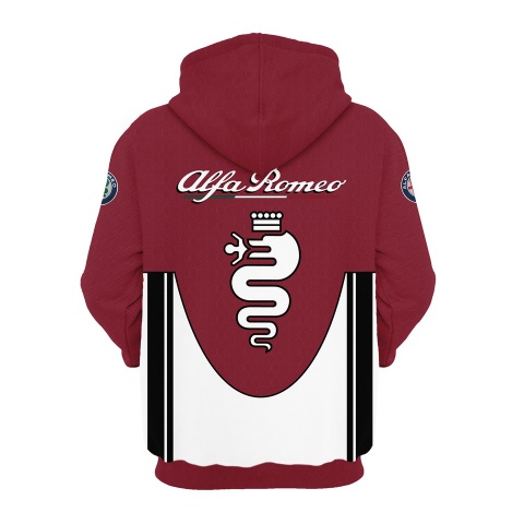 Alfa Romeo Sweatshirt Dark Red White Black Stripes Design