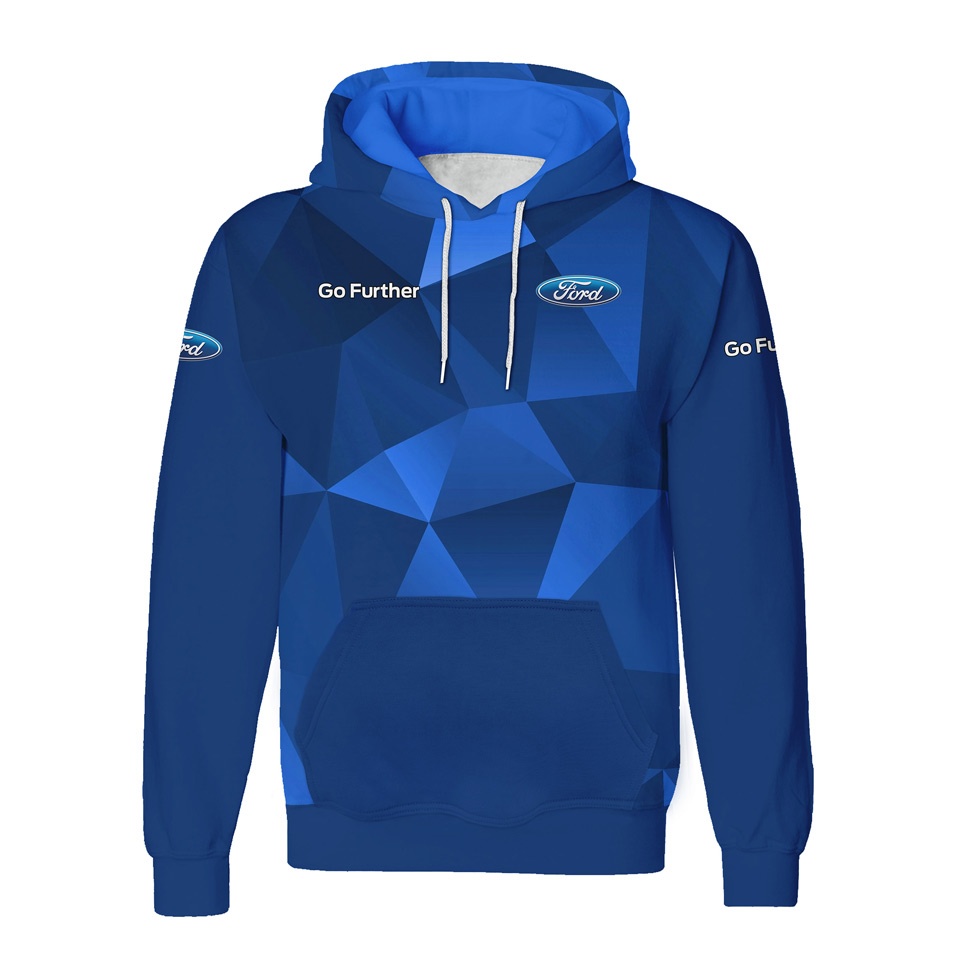 Ford Hoodie Go Further Slogan Blue Tint Geometrical Design Sweatshirts Clothes X Sticker